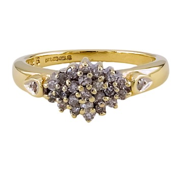 9ct Gold Diamond 0.25cts Cluster Ring Size L